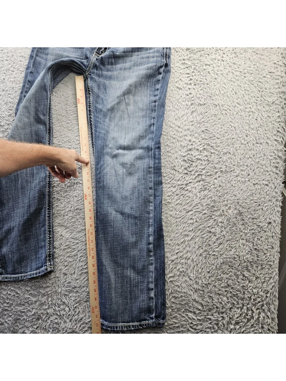 BKE TYLER Jeans Men Straight Leg 36L (Fits 36x33) Whiskering Stretch Denim *Hem